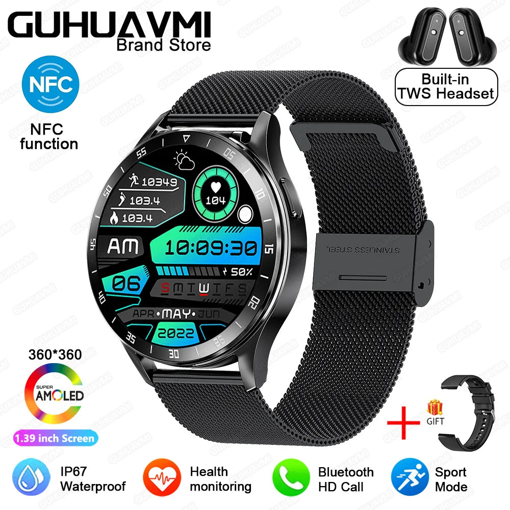 For HUAWEI New 2 in 1 Smartwatch With Earbuds Watch TWS Bluetooth Earphone Heart Rate Blood Pressure Monitor Sport Watch Fitness