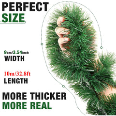 1Pc Christmas Green Tinsel Garland Artificial Vine Xmas Tree Hanging Ornament for 2024 Navidad Party DIY Decor Supplies