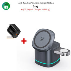 3 in 1 Transparent Magnetic 15W Wireless Charger Charger Stand For iPhone 14 13 12 ProMax Airpod Pro Watch 8 SE Charging Station