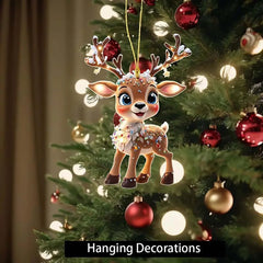 Christmas Home Decoration New Christmas Tree Decoration Border Acrylic Flat Car Rearview Pendant Home Weihnachtsdeko 2024