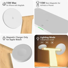 3 In 1 Magnetic Wireless Charger Stand For iPhone 16 15 14 Pro Max Apple Watch 9 8 7 Airprods Fast Charging Station Dock Holder