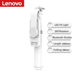 Lenovo Selfie Stick 1045mm with Wireless Bluetooth LED Fill Light Extended Tripod with Remote Shutter for Android IOS Cellphone