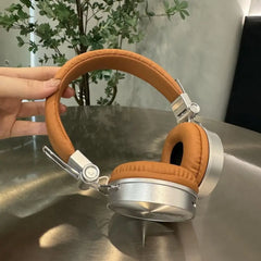 HIFI Retro Wireless Headset Foldable Over Ear Wireless Headphones 80s 90s Brown Retro Headphone Outdoor Mp3