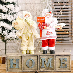 Christmas Santa Claus Toy With Gift Bag Stand Santa Claus Decor Resin Mini Holding Presents Home Navidad Party Ornaments 2024