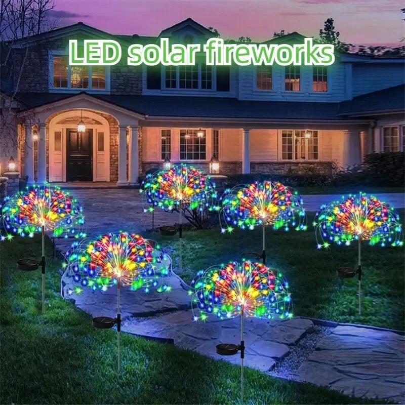 2Pack Solar Powered String Lamp Tree Waterproof Outdoor Fireworks 8 Modes DIY Lawn Patio Garden Christmas Light Decorations 2024