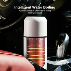 12V 24V Car Heating Cup Electric Kettle Stainless Steel Smart Temperature Control Touch LCD Display Travel Coffee Mug Warmer