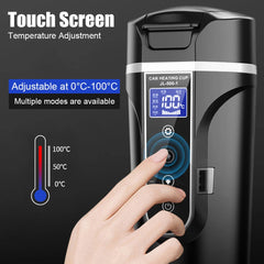 Portable LCD Display 450ML Water Warmer Bottle Stainless Steel Heat Preservation Car Heating Cup Electric Kettle 12V/24V