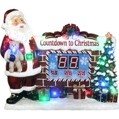 Santa Claus Countdown Clock 2024 Christmas Decoration  Christmas 18 multi-color LED lights   water-resistant holiday statue