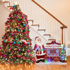 Santa Claus Countdown Clock 2024 Christmas Decoration  Christmas 18 multi-color LED lights   water-resistant holiday statue