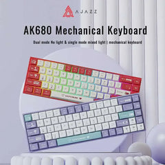 AJAZZ AK680 Mechanical Keyboard ABS Keycap 68 Keys Wired Wireless Bluetooth Gamer Keyboard Hot Swap Custom Gasket for Pc Laptop