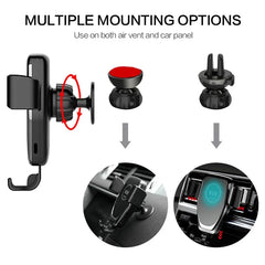 10W Qi Fast Wireless Car Charger with Auto-Clamping Mount for Windshield, Dashboard, and Vent, Convenient Phone Holder