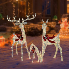 Christmas Iron Art Elk Deer with Lights Merry Cristmas Decoration for Home Glowing Reindeer Outdoor Yard Ornament 2024 New Year