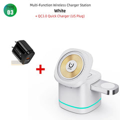 3 in 1 Transparent Magnetic 15W Wireless Charger Charger Stand For iPhone 14 13 12 ProMax Airpod Pro Watch 8 SE Charging Station