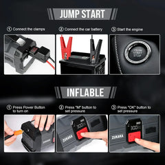 ZUKAKA 4000A Jump Starter with Air Compressor Power Bank Portable Emergency Battery Booster Starting Device for Cars