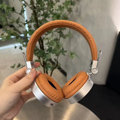 HIFI Retro Wireless Headset Foldable Over Ear Wireless Headphones 80s 90s Brown Retro Headphone Outdoor Mp3