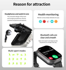 2024 NEW Headset Smart Watch TWS Two In One Wireless Bluetooth Dual Headset Call Health Blood Pressure Sport BT Music Smartwatch