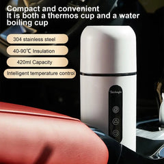 12V 24V Car Heating Cup Electric Kettle Stainless Steel Smart Temperature Control Touch LCD Display Travel Coffee Mug Warmer