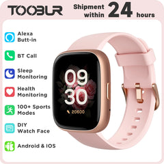 Alexa Built-in TOOBUR Smart Watch Heart Rate Monitor Sleep Tracker Pedometer IP68 Waterproof Smartwatch Compatible Android iOS