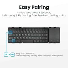 SeenDa Tri-Folding Wireless Keyboard with Touchpad Rechargeable Mini Keyboard Foldable Keyboard for Windows Phone PC Table