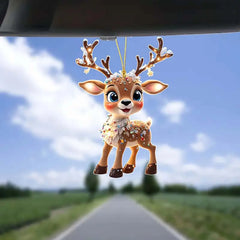 Christmas Home Decoration New Christmas Tree Decoration Border Acrylic Flat Car Rearview Pendant Home Weihnachtsdeko 2024