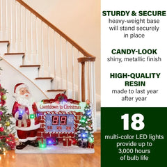 Santa Claus Countdown Clock 2024 Christmas Decoration  Christmas 18 multi-color LED lights   water-resistant holiday statue