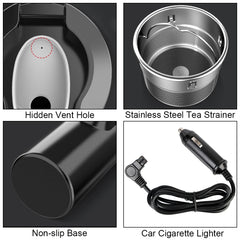 Portable LCD Display 450ML Water Warmer Bottle Stainless Steel Heat Preservation Car Heating Cup Electric Kettle 12V/24V