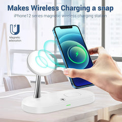 3 in 1 Wireless Charger Stand For iPhone 12 13 14 15 16 Fast Charging Station for Apple Watch 10 9 8 7 6 5 4 Airpods 2 3 Pro