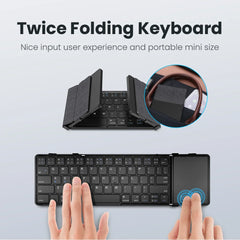 SeenDa Tri-Folding Wireless Keyboard with Touchpad Rechargeable Mini Keyboard Foldable Keyboard for Windows Phone PC Table