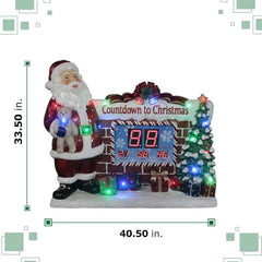 Santa Claus Countdown Clock 2024 Christmas Decoration  Christmas 18 multi-color LED lights   water-resistant holiday statue