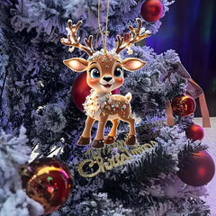 Christmas Home Decoration New Christmas Tree Decoration Border Acrylic Flat Car Rearview Pendant Home Weihnachtsdeko 2024