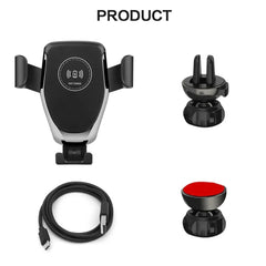 10W Qi Fast Wireless Car Charger with Auto-Clamping Mount for Windshield, Dashboard, and Vent, Convenient Phone Holder