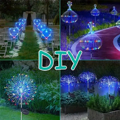 2Pack Solar Powered String Lamp Tree Waterproof Outdoor Fireworks 8 Modes DIY Lawn Patio Garden Christmas Light Decorations 2024