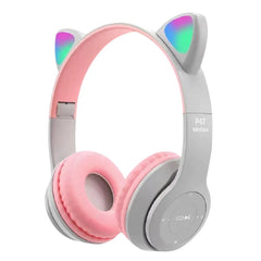 Wireless Headphones Cat Ear Gaming Headset Glow Light Bluetooth-Compatible Helmets Cute Over-Ear Headsets for Kids and Adult