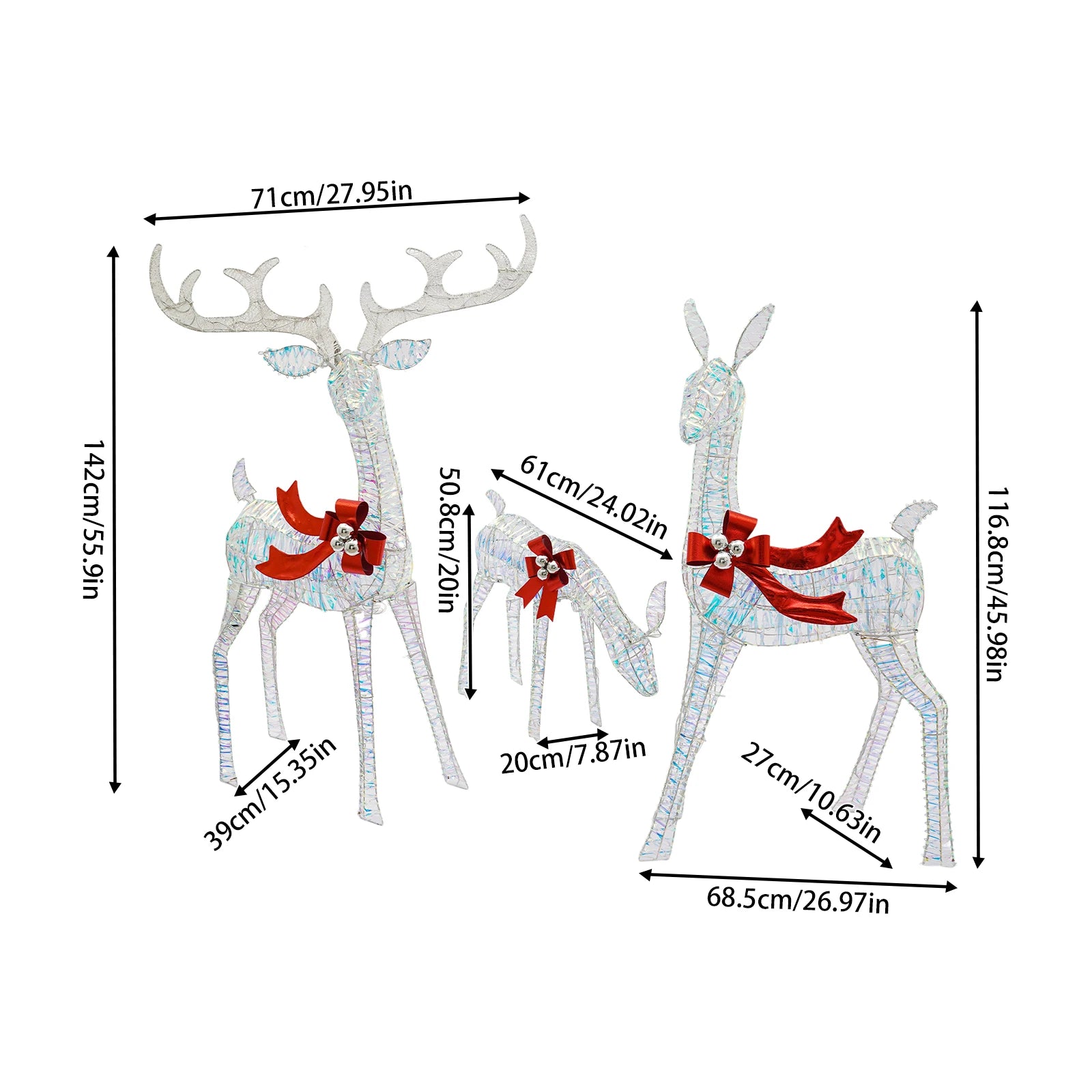 Christmas Iron Art Elk Deer with Lights Merry Cristmas Decoration for Home Glowing Reindeer Outdoor Yard Ornament 2024 New Year