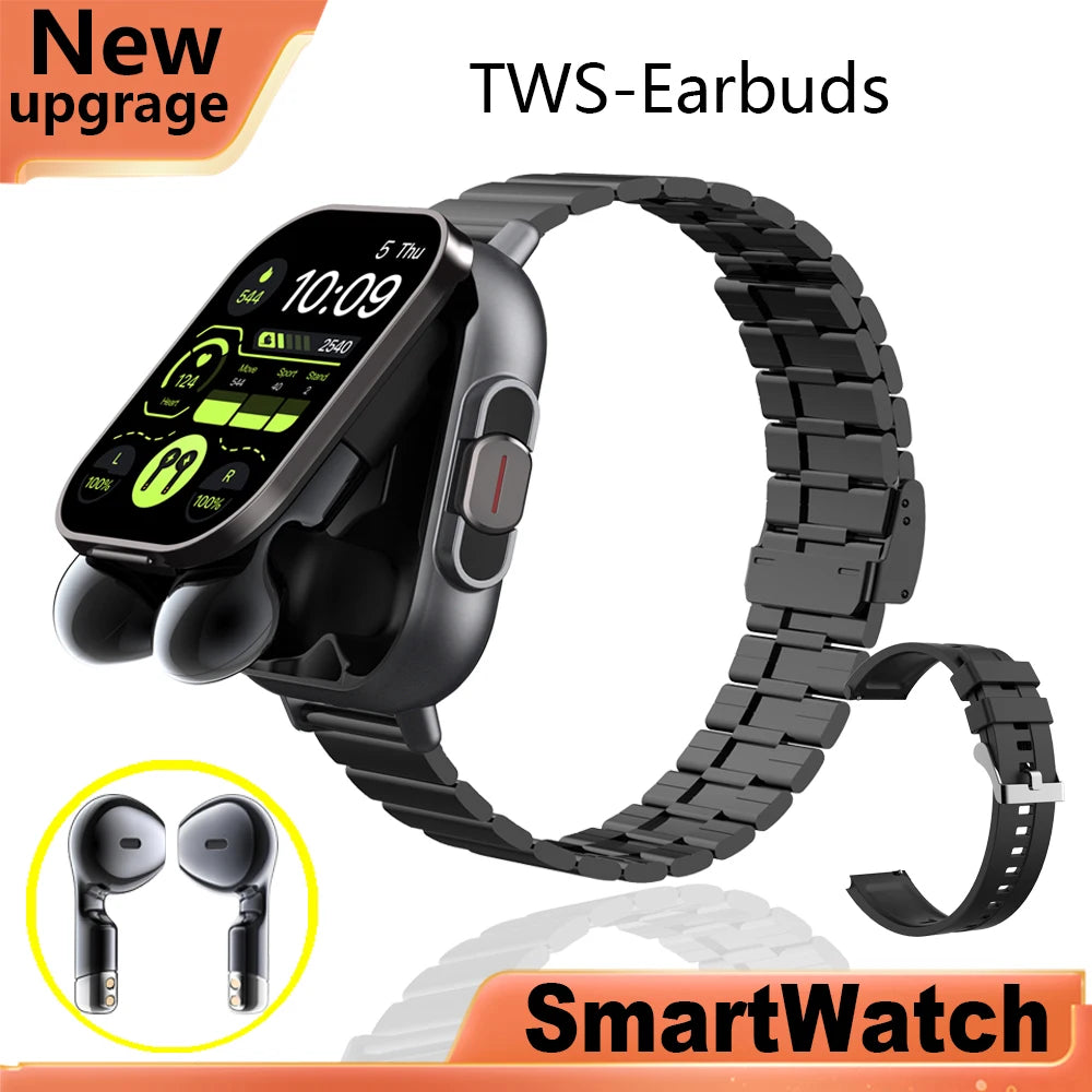 2024 NEW Headset Smart Watch TWS Two In One Wireless Bluetooth Dual Headset Call Health Blood Pressure Sport BT Music Smartwatch