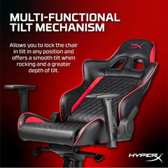 HyperX blast gaming chair-ergonomic gaming chair, leather upholstery video game chair-Red Black PC racing tilt gaslift foam