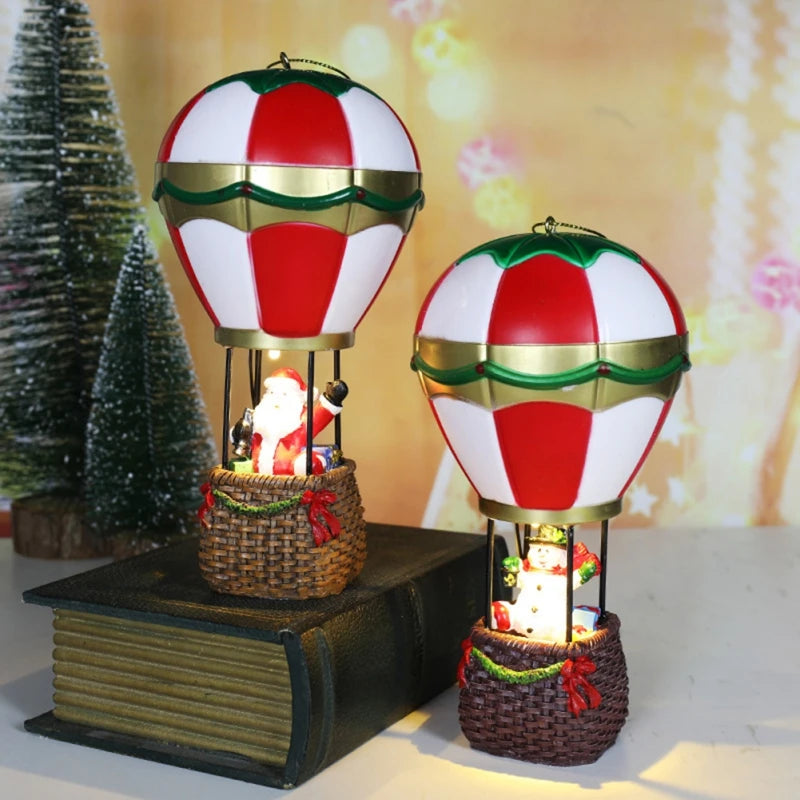 Christmas Santa Hot Air Balloon Ornament with LED Light Merry Christmas Decoartions For Home Xmas Ornaments Navidad 2024