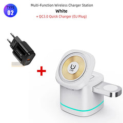 3 in 1 Transparent Magnetic 15W Wireless Charger Charger Stand For iPhone 14 13 12 ProMax Airpod Pro Watch 8 SE Charging Station