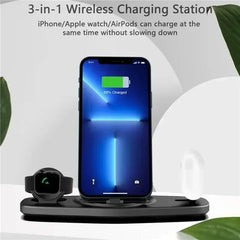 Foldable Wireless Charger Stand 3 in 1 for iPhone 16 15 14 13 Pro Max iWatch 8 7 Airpods Fast Charging Phone Holder Dock Station