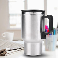 Camping Travel Kettle Water Coffee Milk Thermal Mug Vehicle Heating Cup Electric Heating Car Kettle 12V 450ml Stainless Steel