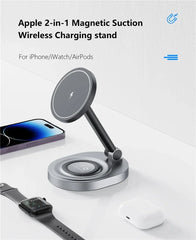 2 In 1 Magnetic Wireless Charger Stand Pad For iPhone 15 14 13 12 11 Pro Max 11 X Apple Watch Airpods Fast Charging Dock Station