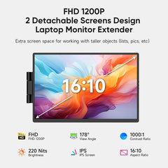 Dopesplay 14.1inch Portable Monitor 1200P FHD IPS Single Dual Screen Extender display For PC Switch Gaming Mac Laptop to 17.3“