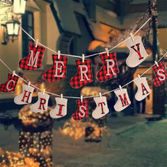 2024 New Christmas English Christmas Tree Hemp Party Festival Decoration Christmas Banner Hanging Decorations