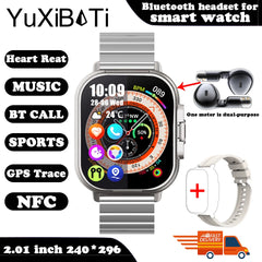 2024 New TWS 2-in-1 With Headset Smart Watch Bluetooth Call Men Watch GPS Track SmartWatch Heart Rate Monitor Play Music Watch