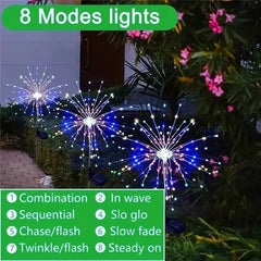 2Pack Solar Powered String Lamp Tree Waterproof Outdoor Fireworks 8 Modes DIY Lawn Patio Garden Christmas Light Decorations 2024