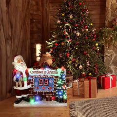 Santa Claus Countdown Clock 2024 Christmas Decoration  Christmas 18 multi-color LED lights   water-resistant holiday statue