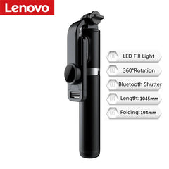 Lenovo Selfie Stick 1045mm with Wireless Bluetooth LED Fill Light Extended Tripod with Remote Shutter for Android IOS Cellphone