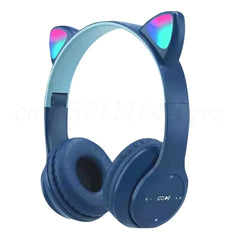 Wireless Headphones Cat Ear Gaming Headset Glow Light Bluetooth-Compatible Helmets Cute Over-Ear Headsets for Kids and Adult