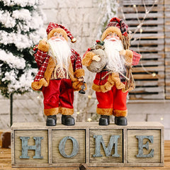 Christmas Santa Claus Toy With Gift Bag Stand Santa Claus Decor Resin Mini Holding Presents Home Navidad Party Ornaments 2024