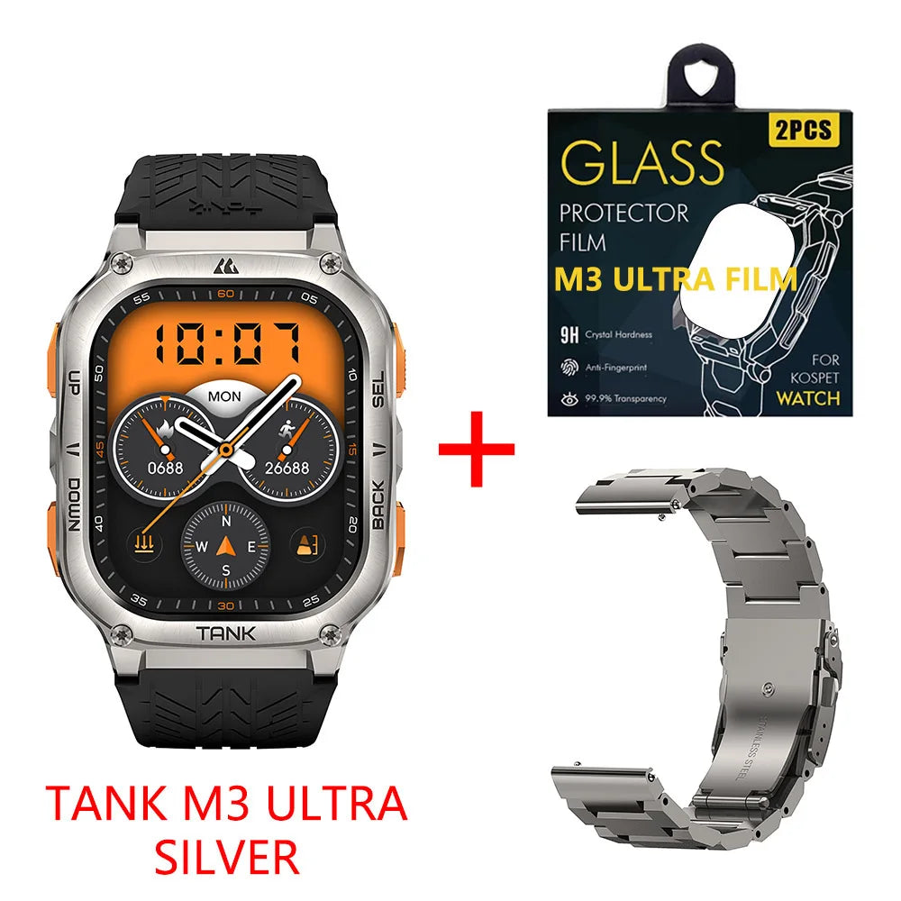 Original KOSPET TANK M3 Ultra GPS Smart Watches For Men Smartwatch 480mAh Waterproof Digital Fitness AMOLED AOD Bluetooth Watch